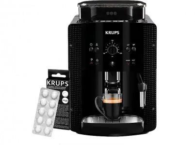Cafetera superautomática - Krups Roma EA81K870, 1450 W, 15 bar, 1.7 L, 3 temperaturas, 2 tazas, Sistema Thermoblock, Kit de limpieza incluido, Negro
