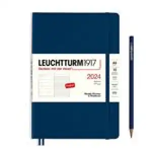 Agenda anual 2024 Leuchtturm 1917 A5 semana vista tapa blanda + notas Navy