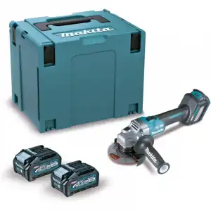 Makita GA022GM201 Mini Amoladora Angular BL 40V XGT 115 mm con 2 Baterías y Maletín