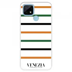Funda Para Realme C21 Del Venezia Fondo Blanco Rayas - Licencia Oficial Venezia Football Club