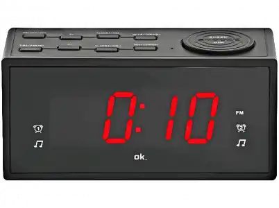 Radio despertador - OK OCR 310, Pantalla LED de 1.2 '', 2 Tipos Alarma, FM, Negro