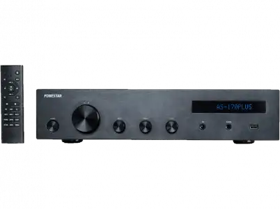 Amplificador estéreo - Fonestar AS170Plus, Bluetooth, Reproductor USB, 300W, Negro