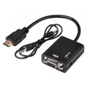 OcioDual Cable adaptador de HDTV a VGA Conversor Digital a Analógico Audio Jack 3.5mm Negro