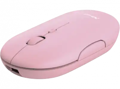 Ratón inalámbrico - Trust Puck, 1600 ppp, Bluetooth, RF inalámbrico, USB-A, USB 2.0, Recargable, Rosa