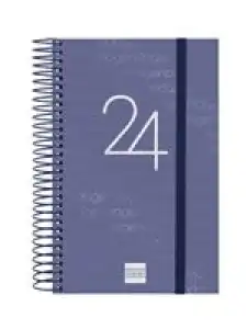 Agenda anual 2024 Finocam A6 Year E5 día por página Azul