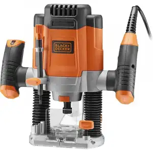 Black & Decker KW1200E-QS Fresadora 1.200W 55mm con 3 Pinzas y Accesorios