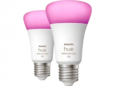 Bombilla inteligente - Philips Hue A60 E27, 2 unidades, Luz Blanca y de Colores, 5W, Alexa Google Home