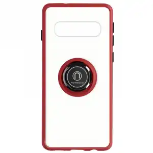 Funda Bimaterial Samsung Galaxy S10 Anillo Metálico Soporte Vídeo Rojo