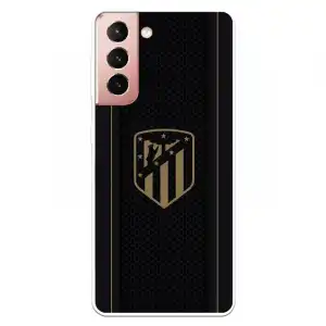 Funda Para Samsung Galaxy S21 Licencia Oficial Atlético De Madrid Escudo Dorado Fondo Negro