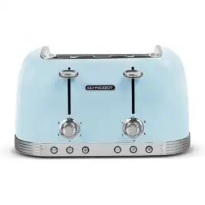 Schneider Scto4bl Tostadora Vintage 4 Ranuras Función Descongelación Color Azul