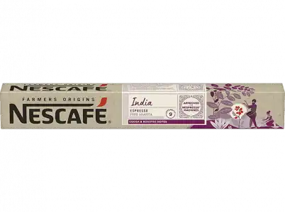 Cápsulas monodosis - Nescafé India espresso puro arábica, Intenso con notas a cacao, 10 cápsulas