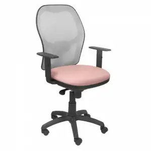 Piqueras y Crespo Jorquera Silla Malla Gris Asiento Bali Rosa Pálido