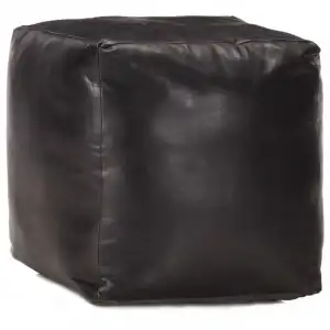 vidaXL Puf negro 40x40x40 cm cuero genuino de cabra