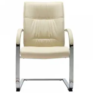 VidaXL Silla de Oficina Voladiza de Cuero Sintético Crema