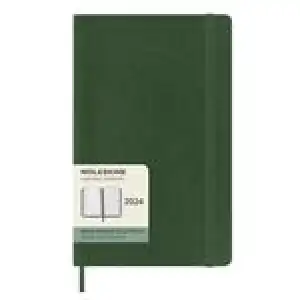 Agenda anual 2024 Moleskine L semana vista tapa blanda Verde Mirto