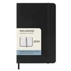 Agenda anual 2024 Moleskine Pocket mes visto tapa blanda Negro