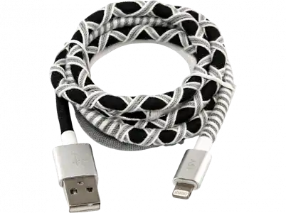 Cable USB - ISYIUC-4100-SB-L Lightning, 1 m, USB-A, Blanco y negro