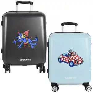 Kukuxumusu Set 2 Maletas De Viaje 4 Ruedas 360º, Candado, 56,5x42x21 Cm Negro Y Azul Turquesa
