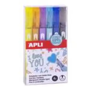 Pack de 6 rotuladores Apli doble línea out line