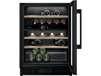 Vinoteca - Bosch KUW21AHG0, Ventilación, 5 estantes, 44 botellas, 82 cm, Negro