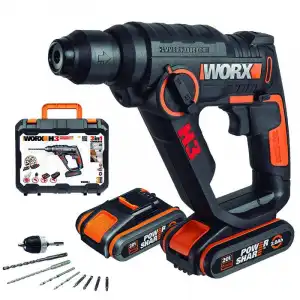 Worx WX390.1 H3 Martillo/Taladro/Atornillador + 2 Baterías 20V 2.0Ah + Maletín