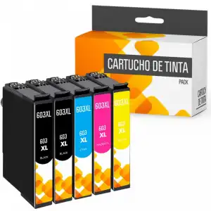 Cartuchos Tinta Compatible con Epson 603XL Negro/Tricolor Pack 5