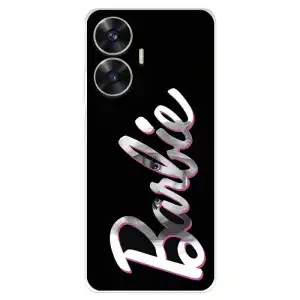 Funda Para Realme C55 Oficial De Mattel Barbie Logo Barbie Silicona Negra - Barbie