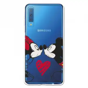 Funda Para Samsung Galaxy A7 2018 Oficial De Disney Mickey Y Minnie Beso - Clásicos Disney