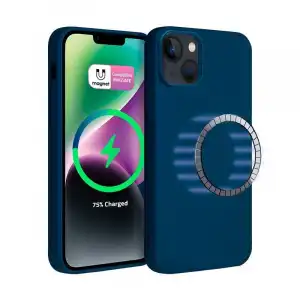 Icoveri Funda Silicona con Círculo Magnético Azul para iPhone 15