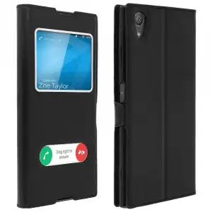 Avizar Funda Libro con Doble Ventana Negra para Sony Xperia XA1 Plus