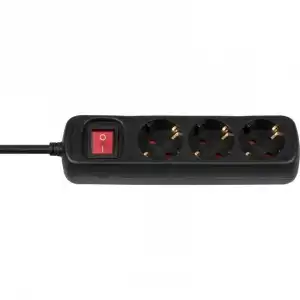Brennenstuhl Regleta de Enchufes con 3 Tomas con Protección de Contacto Aumentada 1.4m Negro