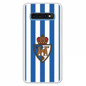 Funda Oficial Escudo S.d. Ponferradina Fondo Rayas Azules Y Blancas Para Samsung Galaxy S10 Plus