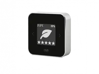 Sensor de calidad del aire - Eve Room, Compatible con IOS, Calidad aire, temperatura y humedad, Negro Gris