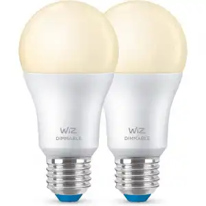 WIZ A60 Pack 2x Bombilla Inteligente LED Wi-Fi/Bluetooth E27 60W Blanco