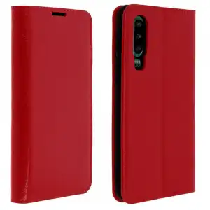 Avizar Funda Cartera de Cuero Roja para Huawei P30