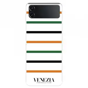 Funda Para Samsung Galaxy Z Flip4 Del Venezia Football Club Fondo Blanco Rayas - Licencia Oficial Venezia Football Club
