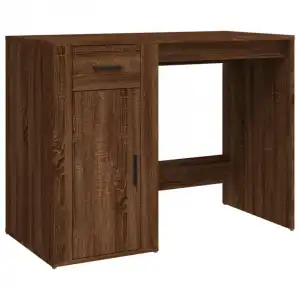 Vidaxl Escritorio De Madera Contrachapada Marrón Roble 100x49x75 Cm