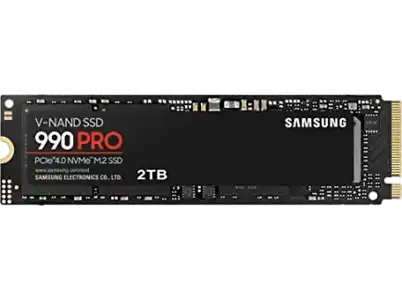 Disco duro SSD Interno 2 TB - Samsung 990 PRO MZ-V9P2T0BW, Interno, PCI Express 4.0, M2, 7450 MB/s, Negro