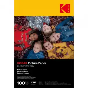 Kodak 9891161 100 Hojas Papel Fotográfico Brillante A6 180g/m2 Impresión Inkjet