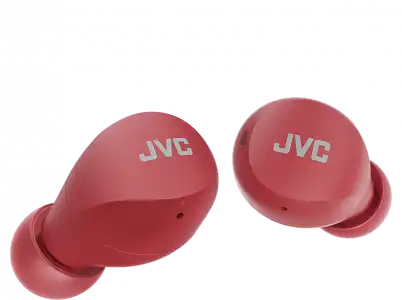 Auriculares True Wireless - JVC Gumy Mini HA-A6T, Control táctil, Autonomía 23 horas, Compatible con asistente de voz, IPX4, Rojo + Estuche carga
