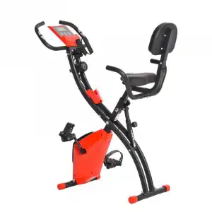 HomCom Bicicleta Estática Plegable 2 en 1 Roja