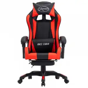 VidaXL Silla Gaming con Reposapiés Cuero Sintético Rojo/Negro
