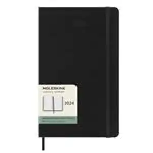 Agenda anual 2024 Moleskine L semana vista horizontal tapa dura Negro