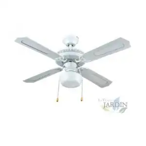 Ventilador De Techo Con Luz E27, 50 W, Blanco, 105 X 42 Cm, Aspas Reversibles [clase De Eficiencia Energética A++]