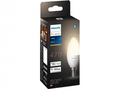 Bombilla Bluetooth - Philips Hue vela LED, Luz blanca cálida, Domótica