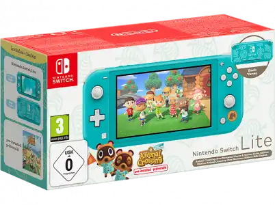 Consola - Nintendo Switch Lite, Portátil, Controles integrados, Turquesa + Juego Animal Crossing New Horizons (preinstalado)