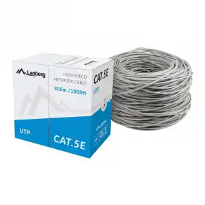 Lanberg Bobina Cable de Red RJ45 Cat5e UTP Rígido CCA Trenzado 305m Gris
