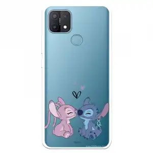 Funda Para Oppo A15 Oficial De Disney Angel & Stitch Beso Lilo & Stitch