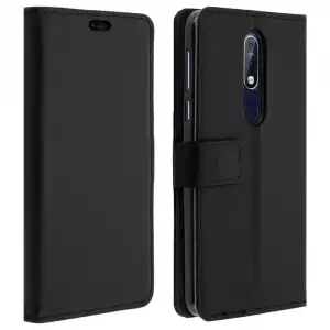 Avizar Funda Libro Billetera Negra para Nokia 7.1