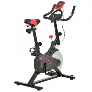HomCom Bicicleta Estática Negro/Rojo